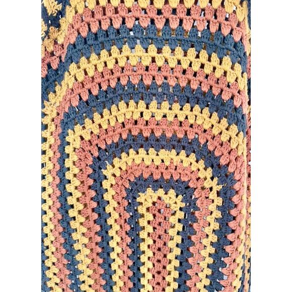 Zara boho crochet midi shift dress brown black orange Size S - Picture 5 of 7